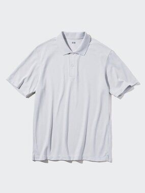 Uniqlo AIRism Cotton Pique Polo Shirt Silver Light Gray Business Casual Men L